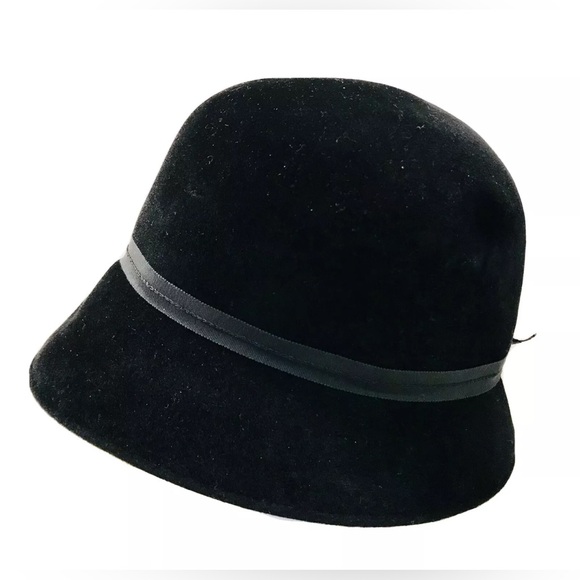 Gene Doris New York Peach Bloom Velour Vintage 1960’s Black Bucket Hat Size 22 main image 9